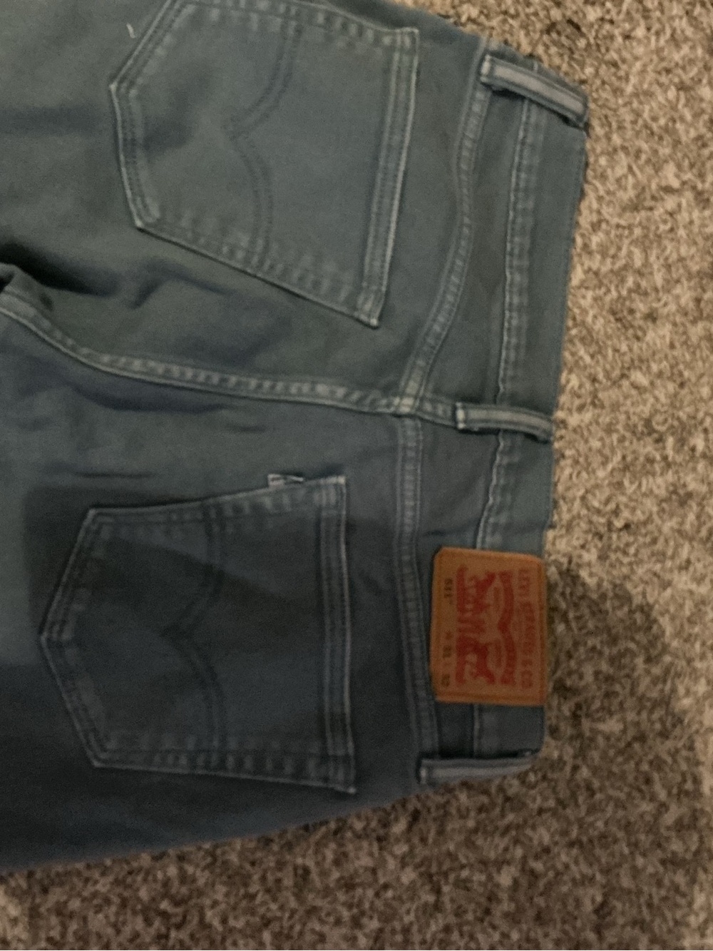Levi's Denim Straight Leg Jeans in Slate Blue with Leather Patch